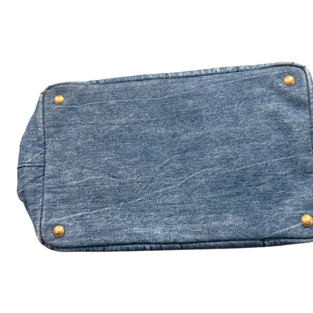 Authentic Prada Denim Canapa Tote Medium | 16” Blue Jean Prada Milano Bag - Picture 7 of 13